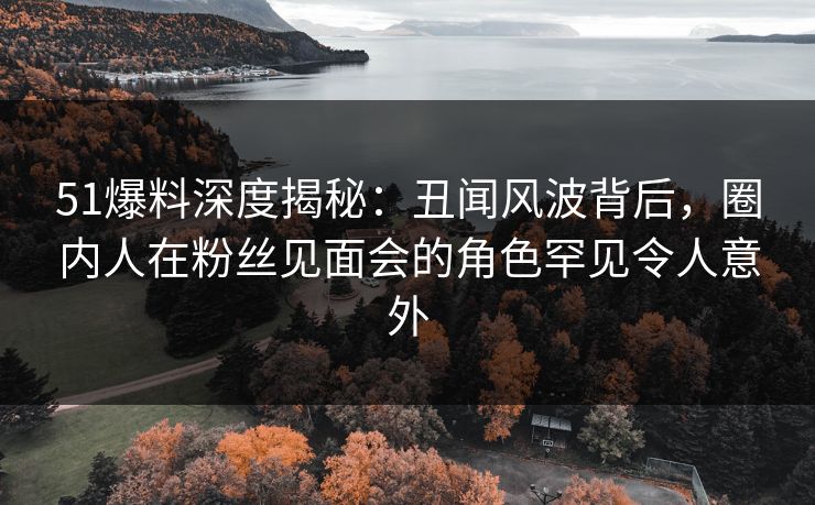 51爆料深度揭秘：丑闻风波背后，圈内人在粉丝见面会的角色罕见令人意外