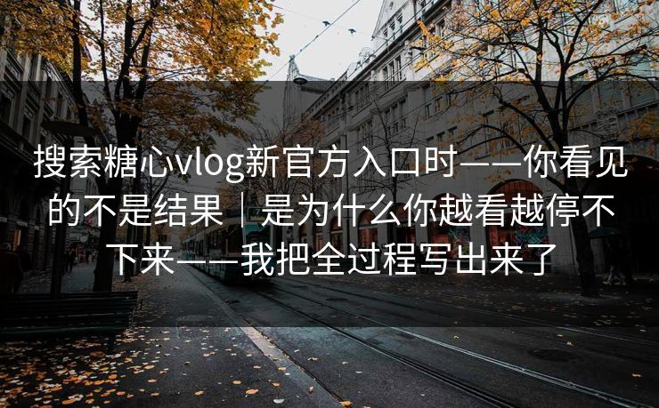 搜索糖心vlog新官方入口时——你看见的不是结果｜是为什么你越看越停不下来——我把全过程写出来了